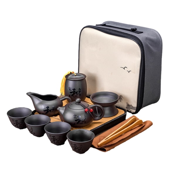 Organizador de regalo Yuarrent juego de tetera de cerámica arena morada y tazas de té
