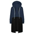 thumbnail image 4 of TIANZEN Women Autumn And Winter Casual Fashion Solid Color Drawstring Hooded Long Zipper Pocket Coat Long Jacket Coat Casual Suit Jacket for Women Jean And Wool Jacket Long Anorak Jacket, 4 of 5