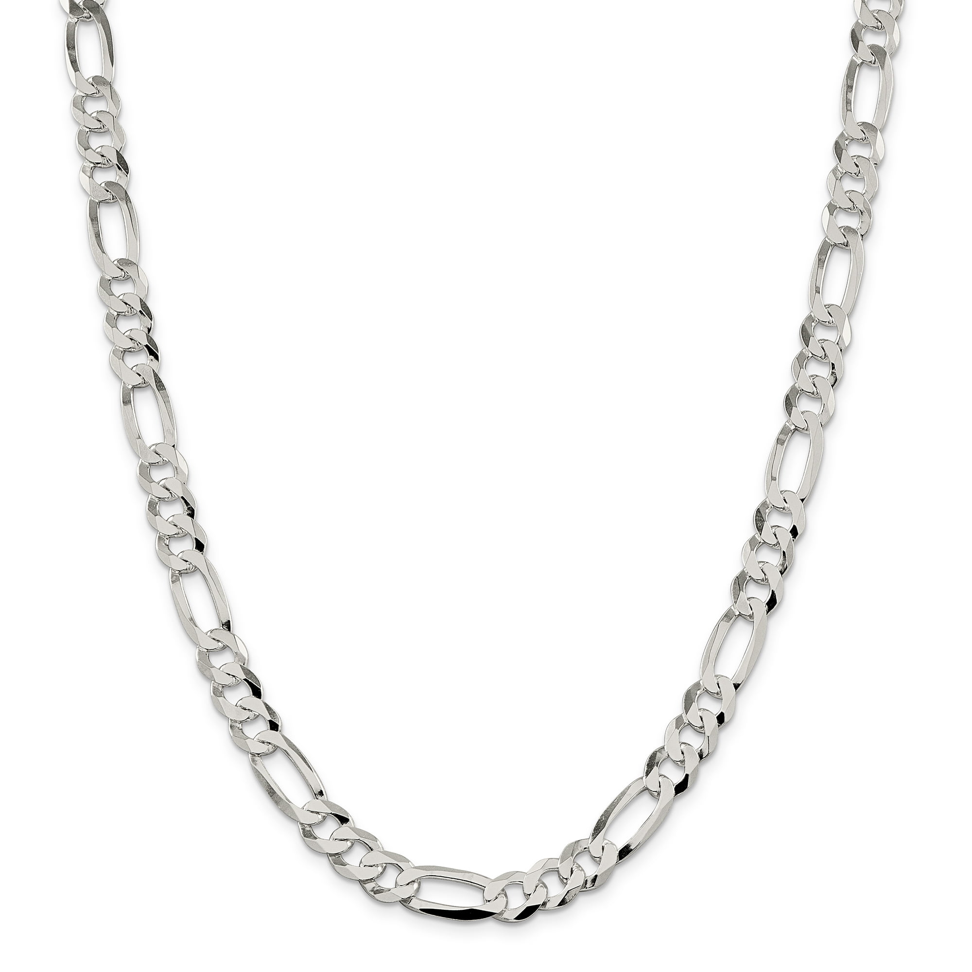 Beautiful Sterling Silver 8.5mm Polished Flat Figaro Chain