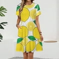 thumbnail image 2 of Lemon Print Lemon Leaves Women's Dress Short Sleeve Summer Sundress Summer Women Clothes, 2 of 7