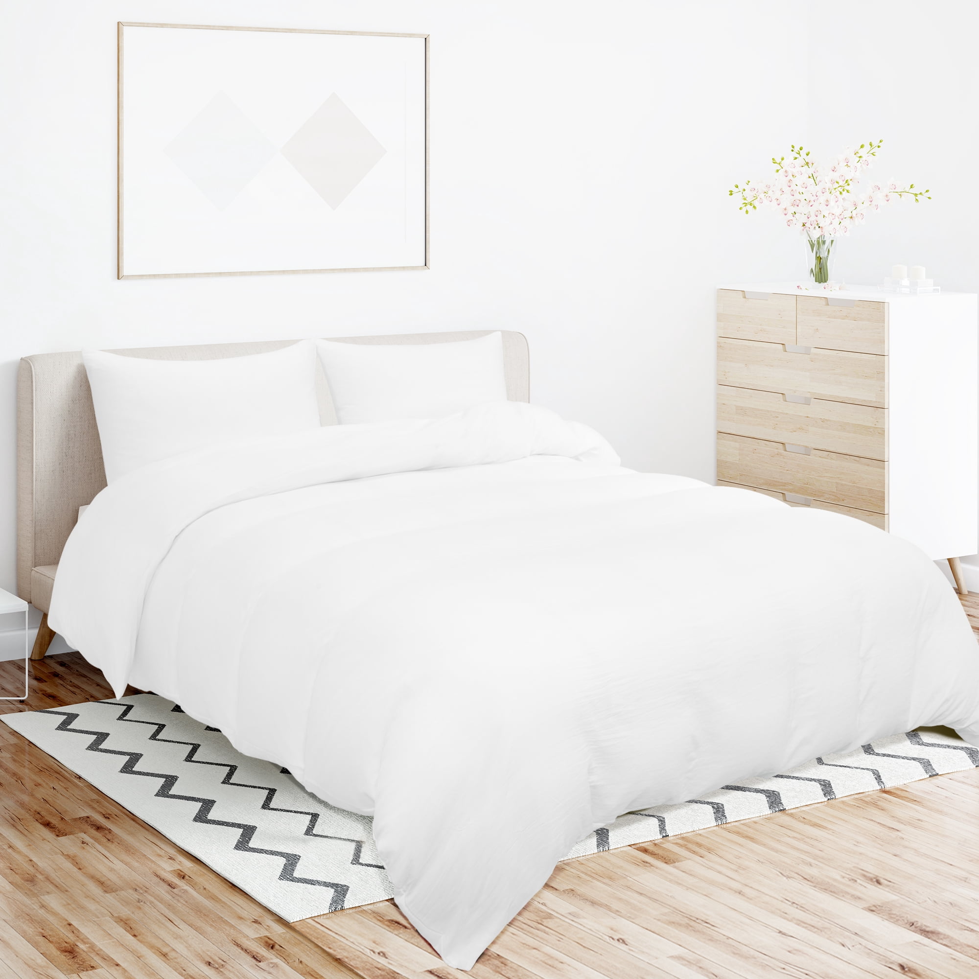 Unique Bargains 100% Microfiber Soft 3 Pieces Duvet Cover Set King White
