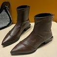thumbnail image 5 of RUIYANQI Women's Leather Ankle Boots - Pointed Toe Low Heel Booties, Trendy Minimalist Footwear, Stylish Casual Dress Shoes, Comfortable Fall Winter Pumps Brown Women Sandal, 5 of 9
