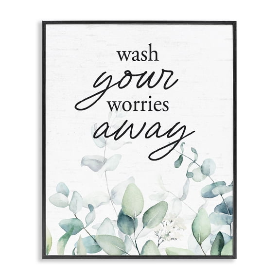 Wash Worries Away Herb Leaves Black Framed Giclee Art, design by Lettered and Lined