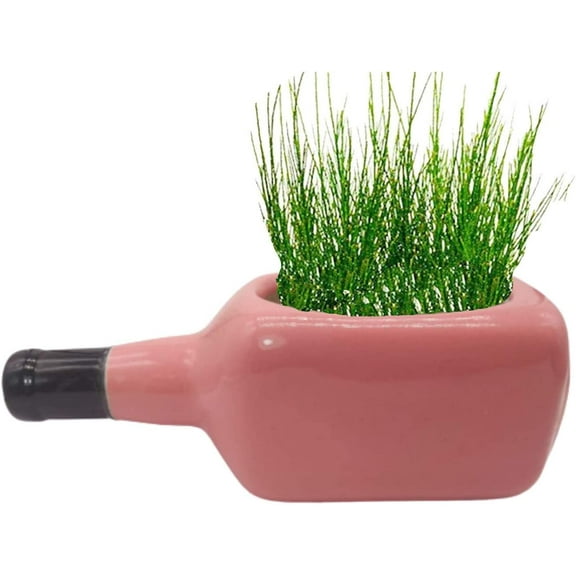 India Meets India Bottle Shaped Ceramic Planter Flower Pot Indoor Outdoor Planter Handicraft by Awarded Indian Artisan (Pink)