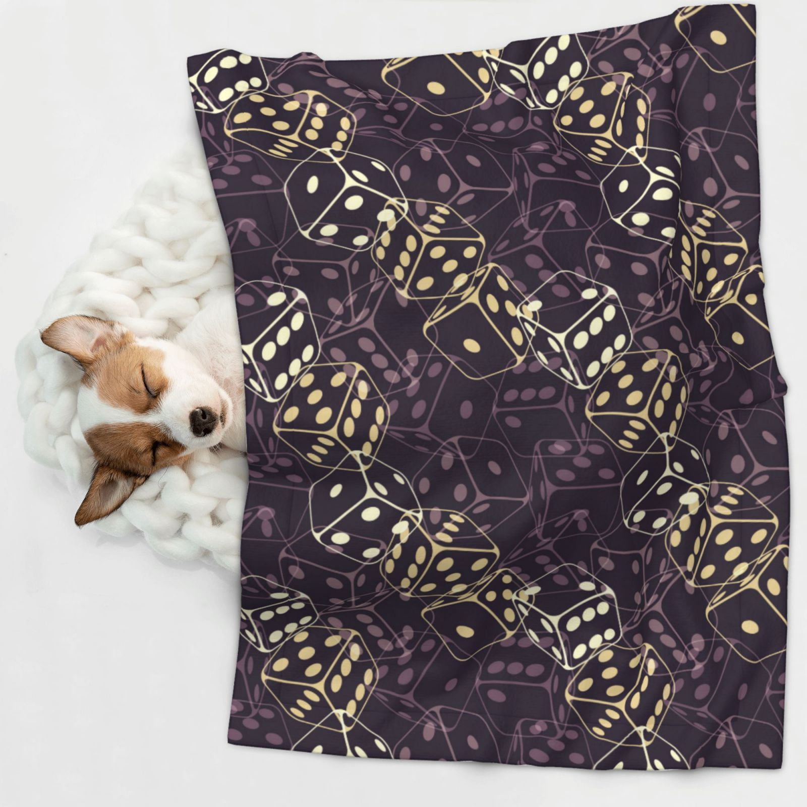 Naloa Dice Dog Blanket, 3 Sizes Cat Blanket for Indoor Cats Large Medium Small Dog Gifts-Large