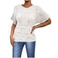 thumbnail image 1 of Blusas de Encaje de Manga Corta con Capucha de Cuello Redondo, 95% Poliéster 5% Spandex Camiseta Superior, 1 of 6