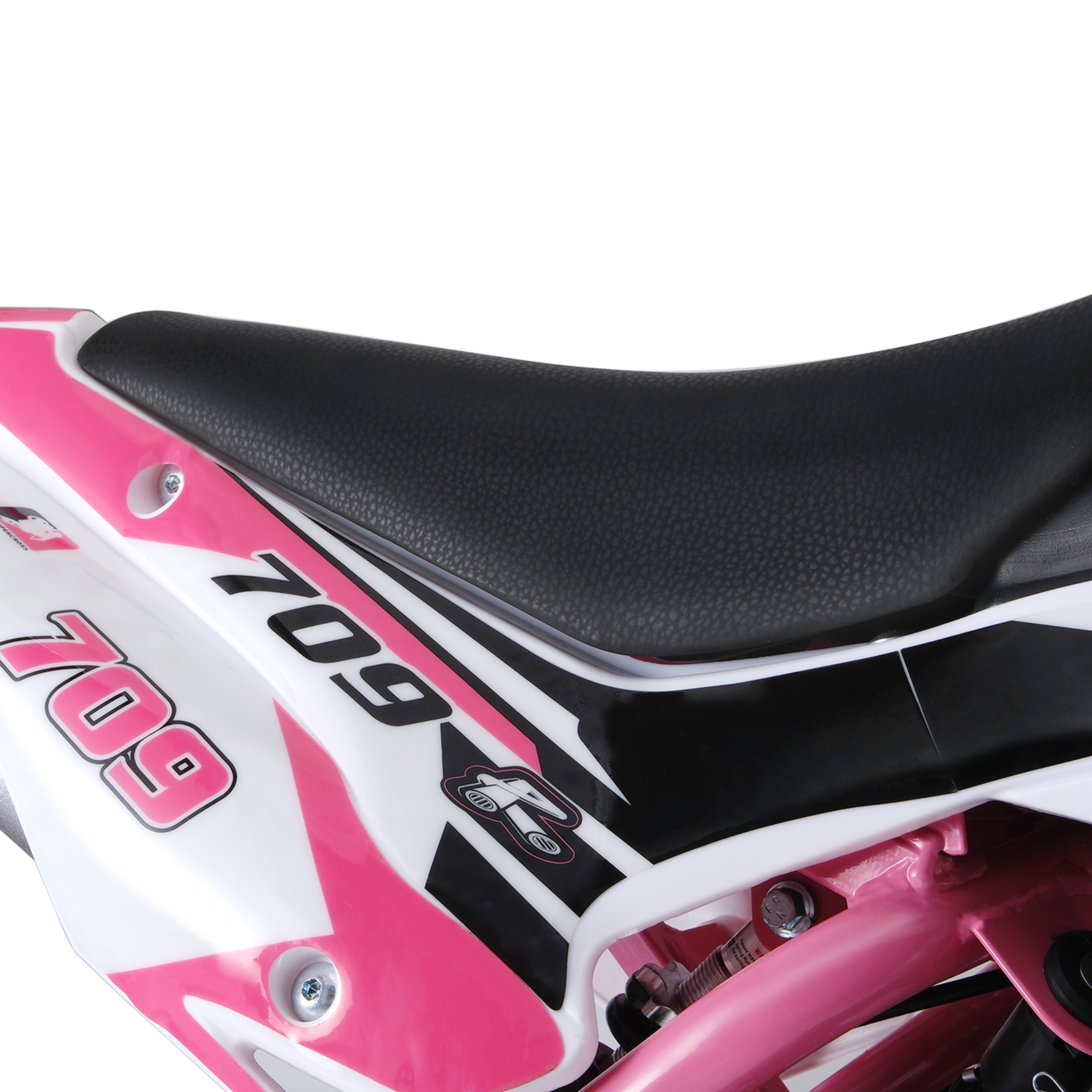 Fompes 49CC 2-Stroke Gas Powered Mini Dirt Bike Kids Dirt Bike 30KM/H Max Speed Easy Pull Start Front & Rear Disc Brakes 330LBS Capacity - Pink