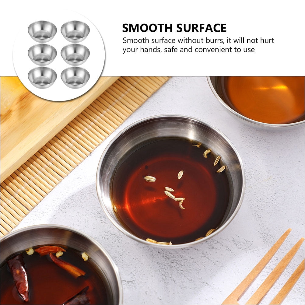 GK Global Kitchen Stainless Steel Sauce Cups 6 Pack Condiment Cups Ramekin Dipping Portion Pots Dip Snack Metal Bowls Set For Ketchup BBQ Mustard Salad Dressing Sushi SOYA Sauce (7cm-3oz - View #7