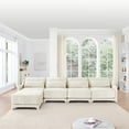 thumbnail image 3 of 142'' Modular Sectional Sofa with 11.8-inch Thick Cushions, L-Shaped Chenille Cloud Couch with Movable Ottoman and Lumbar Pillow for Living Room, Beige, 3 of 9