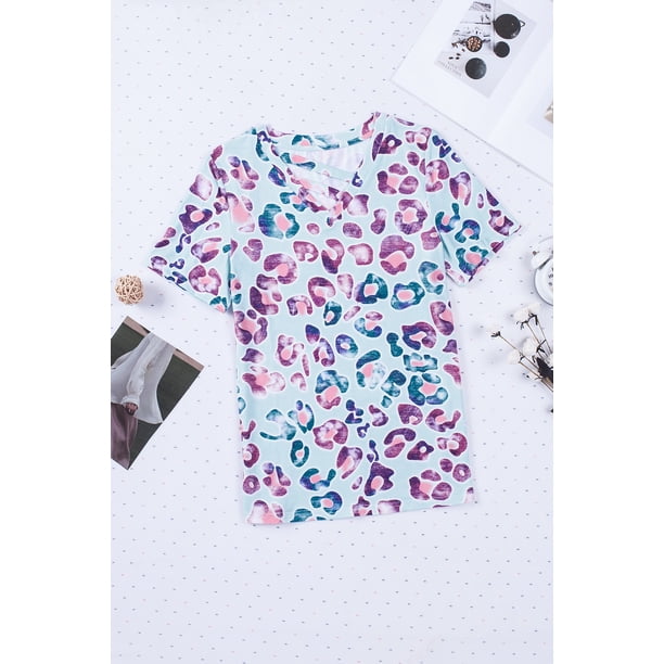 ABPHQTO Top de mujer con cuello de pico y tiras multicolor con estampado animal