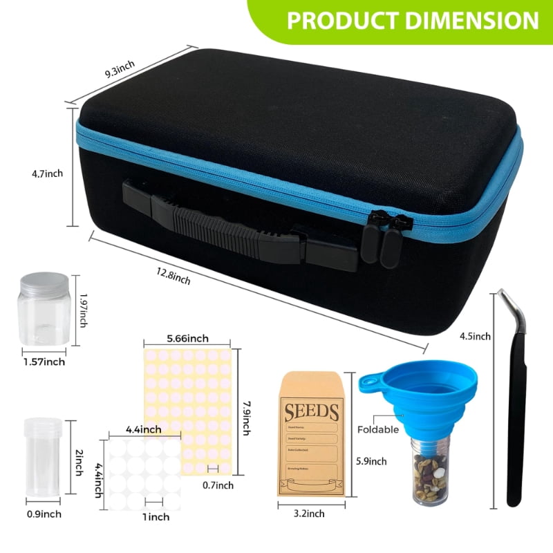 114-Slots Seed Storage Box with 20 Seed Envelopes, Portable Zipper Bag & Complete Accessories Including Labels, Tweezers and Funnel – Seed Organizer for  Vegetables and Flowers. Seeds not included.