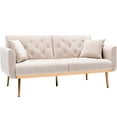 thumbnail image 3 of Lin-Utrend 65" Velvet Sofa, Convertible Futon Sofa Bed, Comfy Recliner Couch with Gold Metal Feet, Mid Century Modern Accent Loveseat for Home Living Room Bedroom, 3 of 9