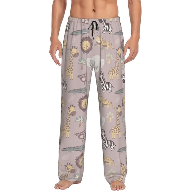 Fotbe Safari Animals Pantalones de Pijama para Hombre, Pantalones de Dormir, Pantalones de Casa con Cintura Ajustable y Bolsillos-XX-Large