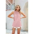 thumbnail image 3 of Womens Ruffle Neck Sleeveless Tank Tops Light Pink S, 3 of 8