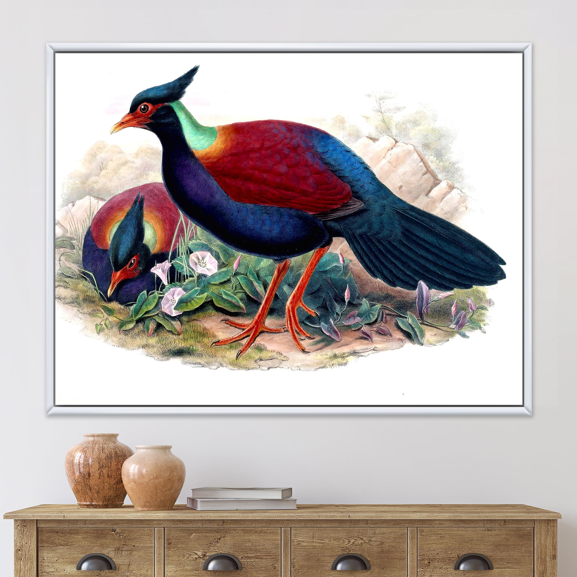 Designart 'Ancient Birds In The Wild II' Traditional Framed Canvas Wall Art Print