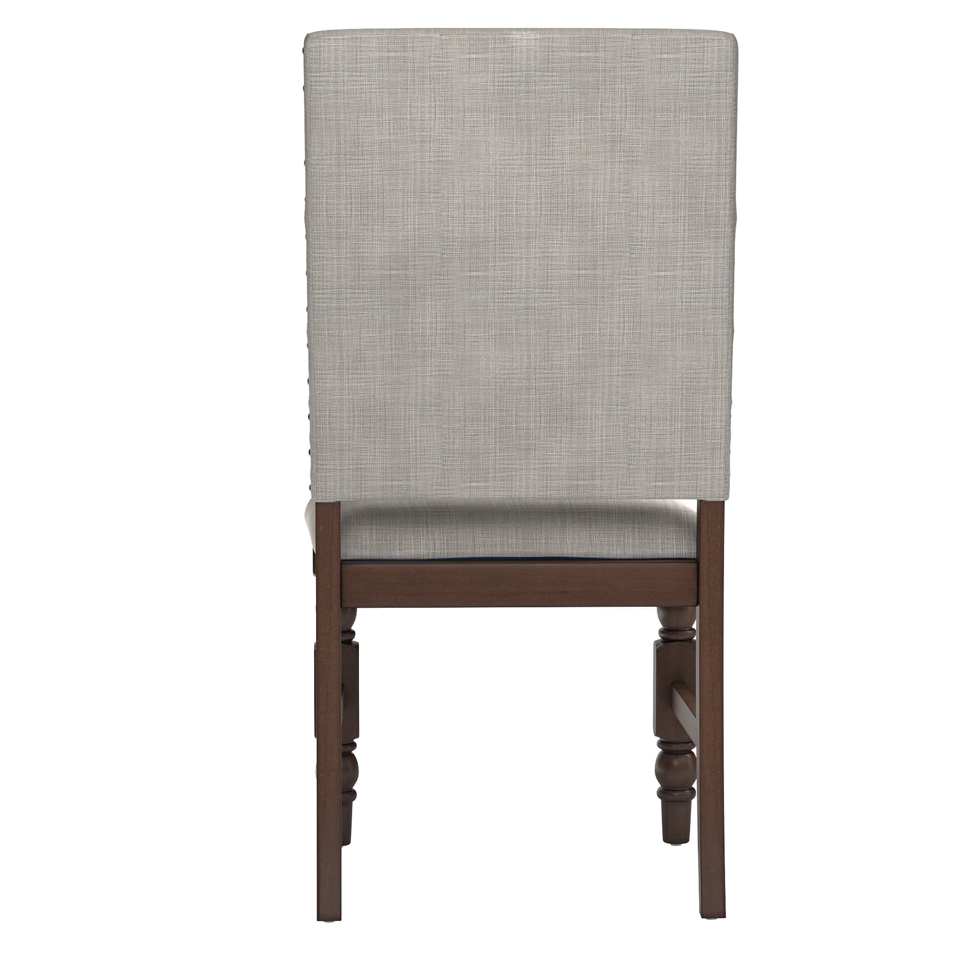 Weston Home Patterson Dark Oak Finish Upholstered Dining Chairs, Gray Linen (Set of 2)
