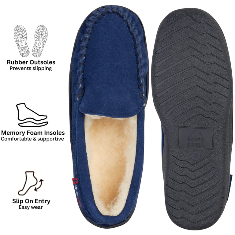 Alpine Swiss Yukon Mens Suede Shearling Moccasin Slippers  display picture 1