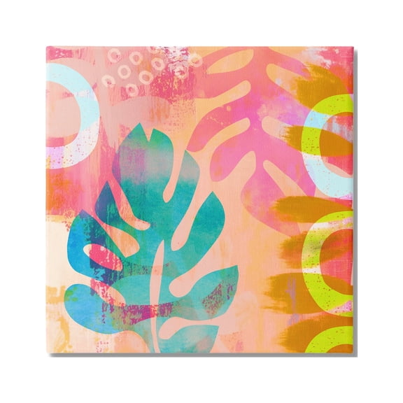 Stupell Industries Bold Plant Leaf Shapes Botanical & Floral Painting Gallery Wrapped Canvas Art Print Wall Art, 17 x 17