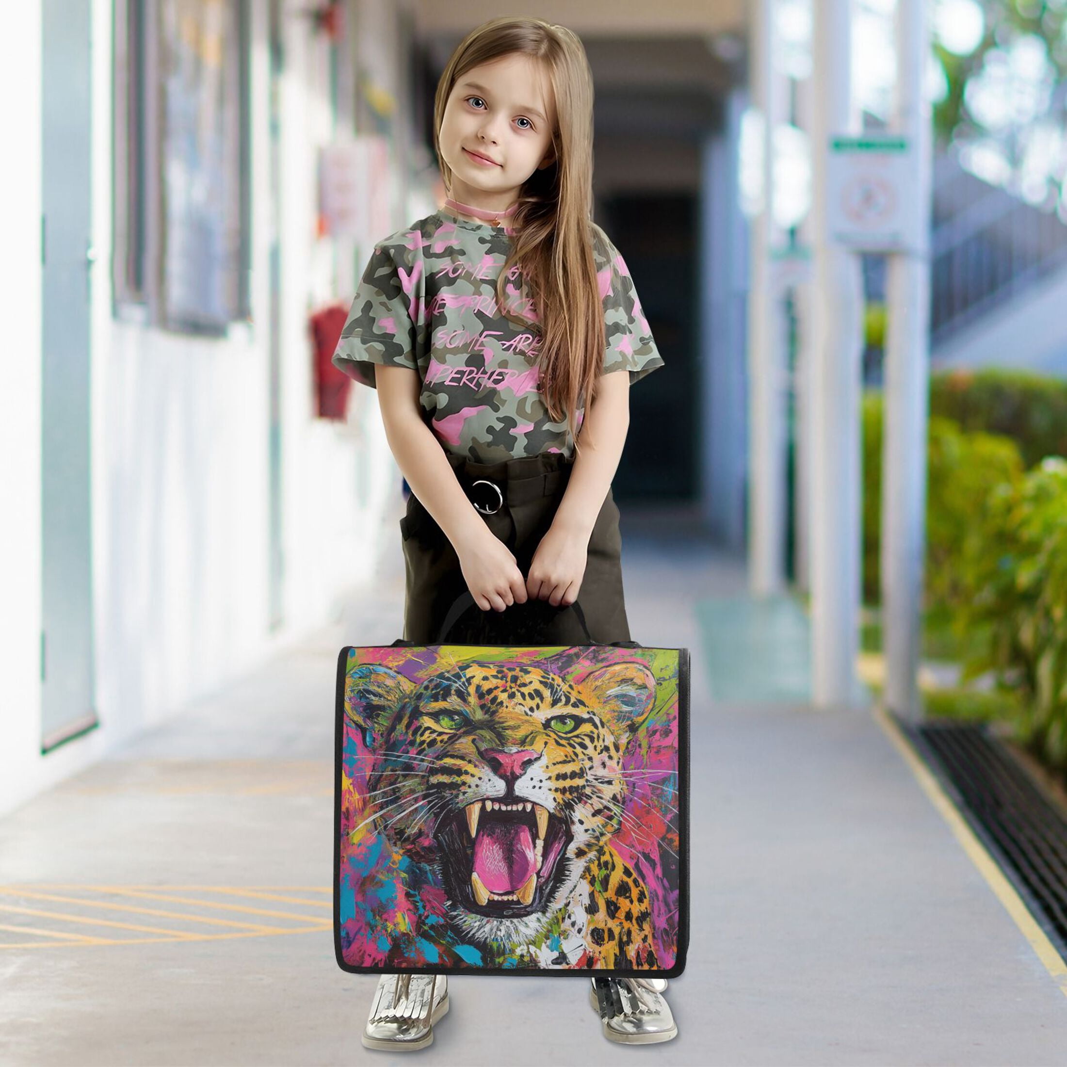 YAZAOO Zipper Binder trapper keeper Documents Organized Design Fierce Feline Roar Printed