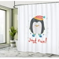 thumbnail image 4 of Ambesonne Penguin Shower Curtain, Skiing Animal Drawing Art, 69"Wx84"L, Dark Grey Apricot, 4 of 4
