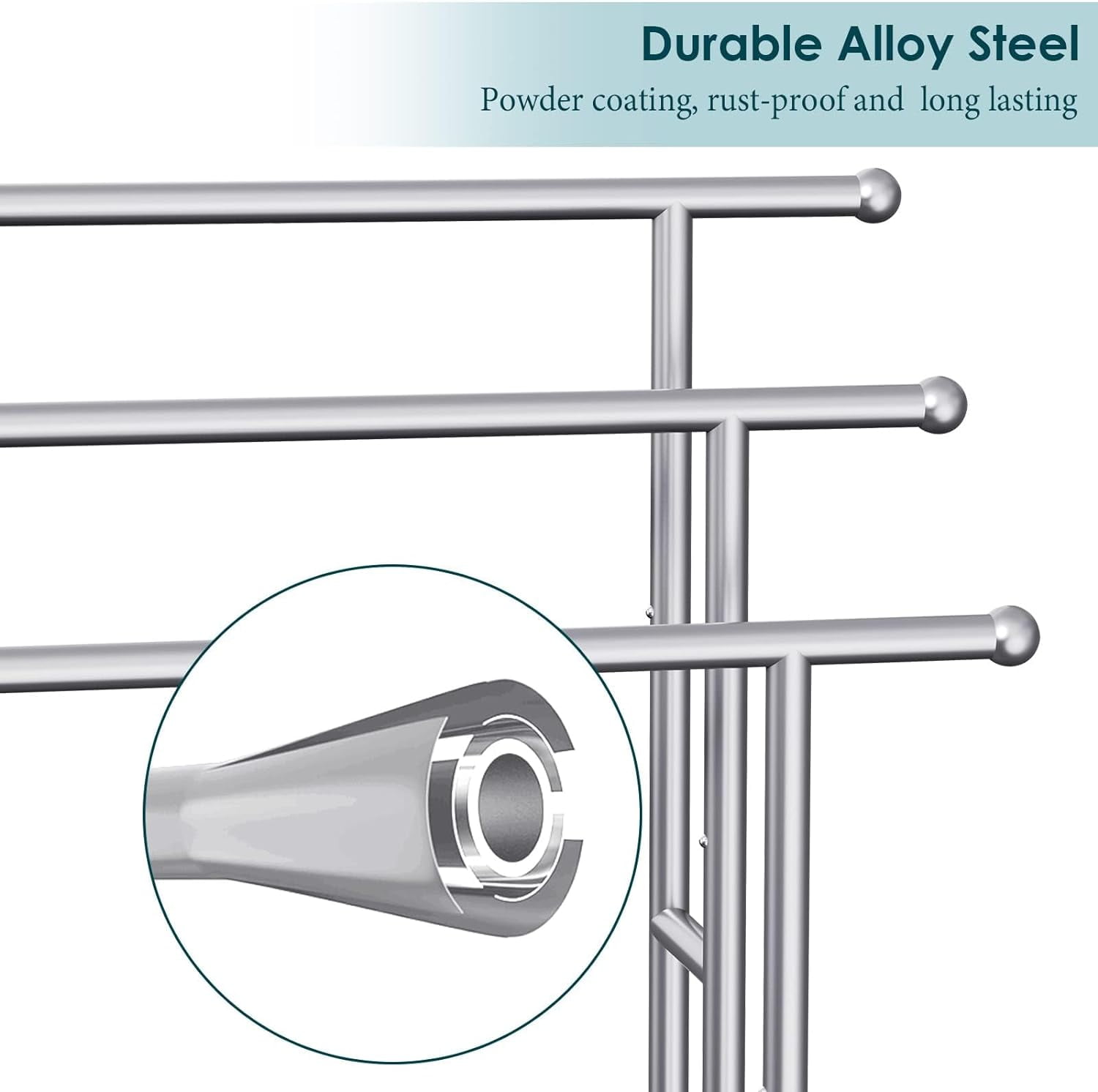 Kayfia 40" Tall Freestanding Towel Racks for Bathroom, 3 Tier Floor Towel Rack with Storage Basket Silver