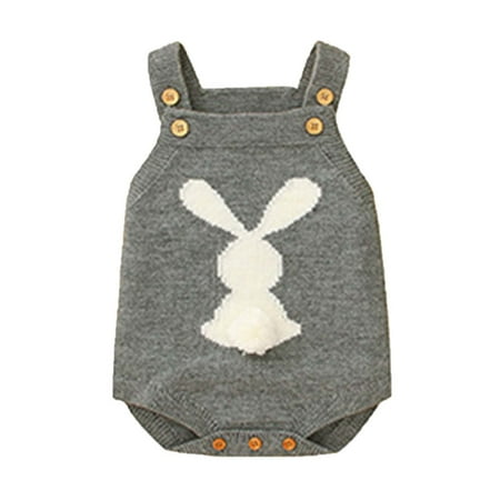 

EFGYYF Newborn Baby Girl Clothes Toddler Onesies Boys And Girls Knit Sweater Cute Cartoon Bunny Easter Fart Jacket Grey 0-3 Months