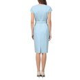 thumbnail image 3 of INSPIRE CHIC Women's Knee Length Pencil Dress Cap Sleeve Belted Wear to Work Sheath Dresses XL Light Blue, 3 of 5
