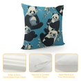 thumbnail image 4 of Panda Throw Pillow Cushion Cover, Chinese Wildlife Exotic Branches and Leaves with Bears on Abstract Backdrop, Decorative Square Accent Pillow Case, Petrol Blue Black, 4 of 5