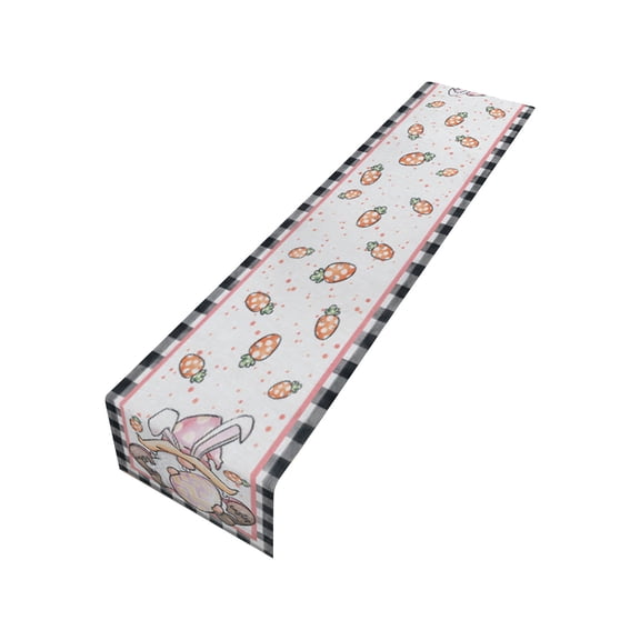 HuiXinOu Easter Table Runner Linen Double-Sided Tablecloth 1x5ftSpring Holiday Dining Decor Washable Home Kitchen