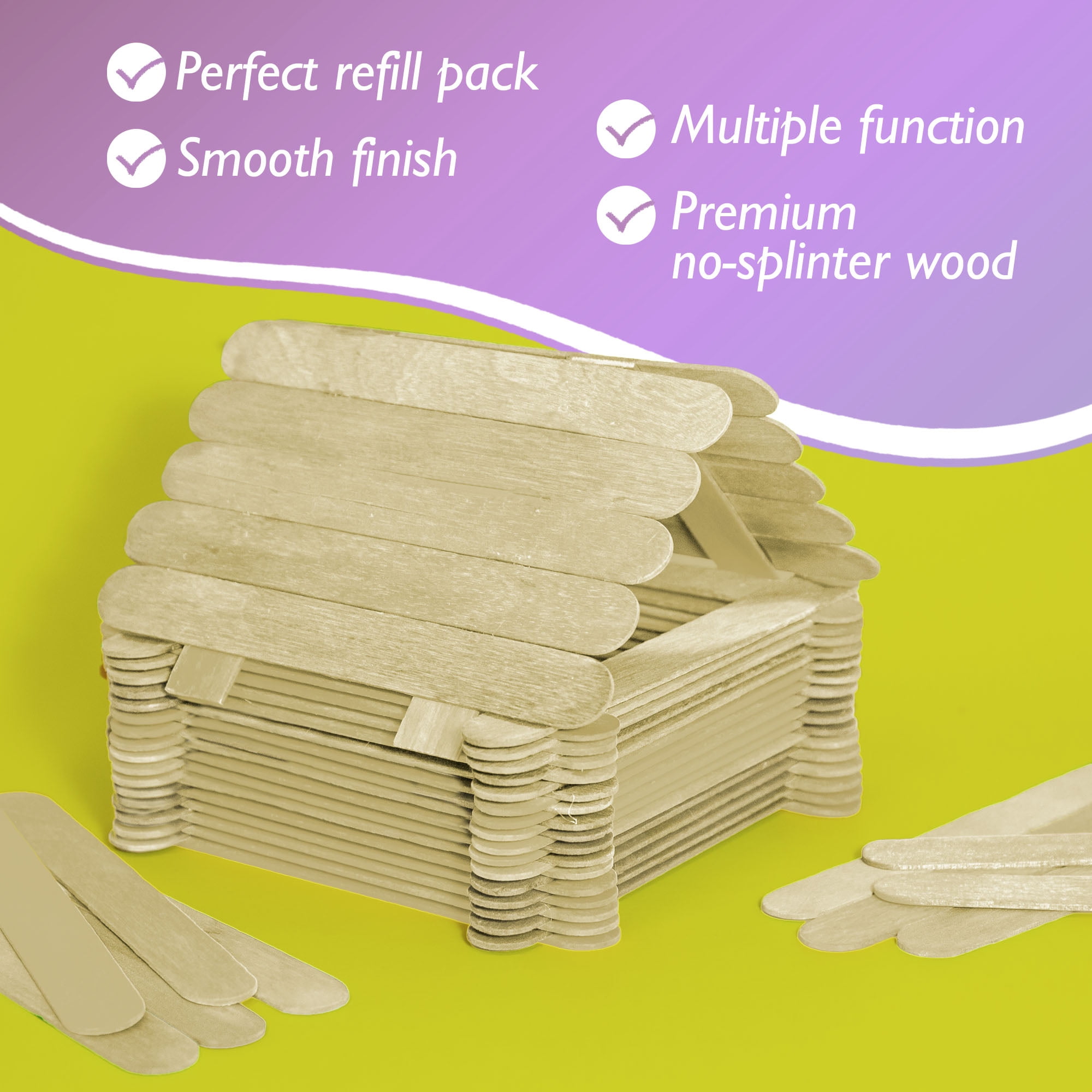 BAZIC Jumbo Craft Sticks Natural Wood, Large Non Toxic Stick, 1200-Count