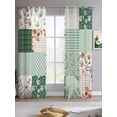 thumbnail image 2 of Boho Spring Floral Sheer Curtains 63 Inch Length 2 Panels Set for Living Room/Bedroom, Retro Flowers Plants Patchwork Grid Green Kitchen Curtains Grommet Curtains Window Treatments 42"x63"x2, 2 of 7