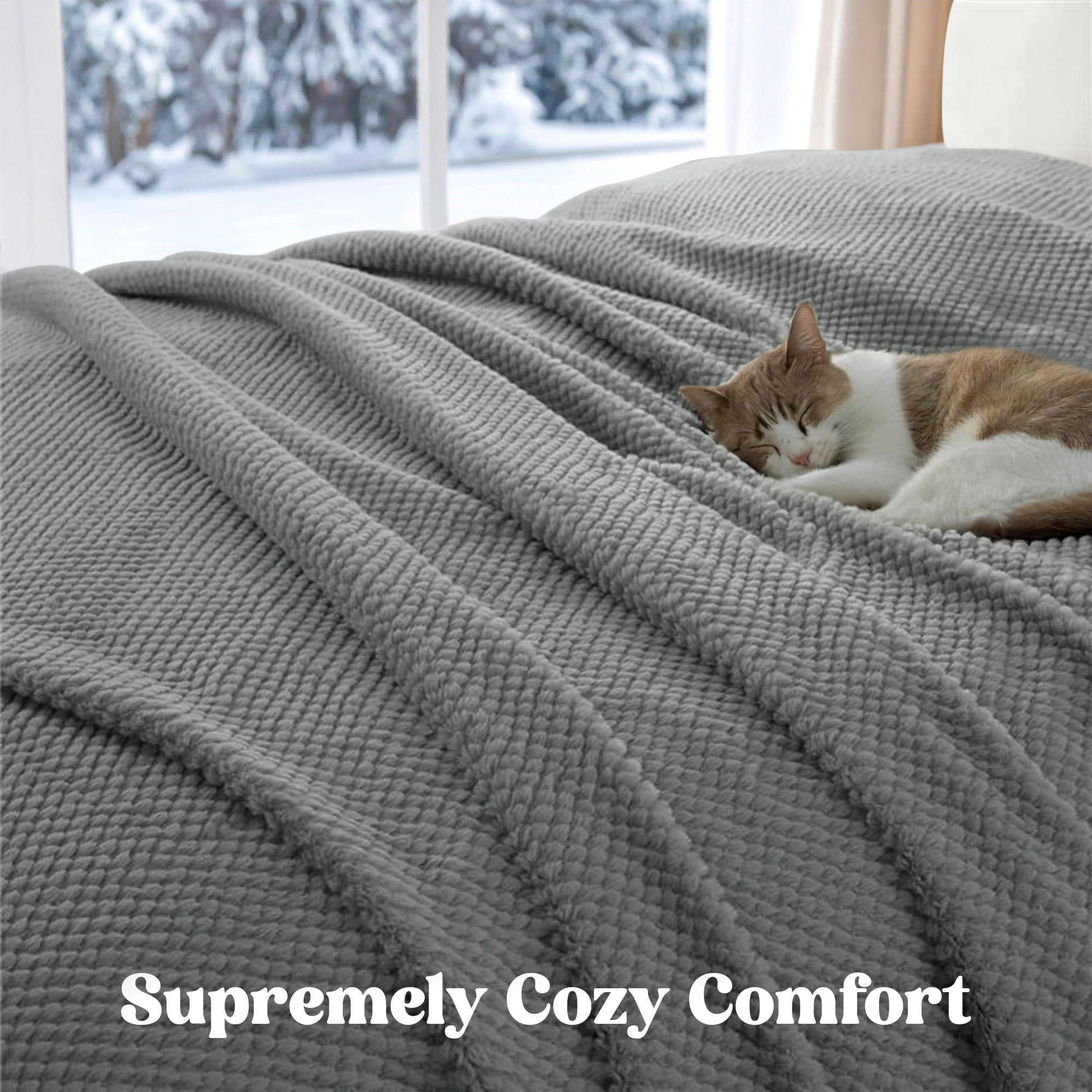 Superior Victoria Ultra-Soft Fluffy Fleece Blanket, King Size, Grey