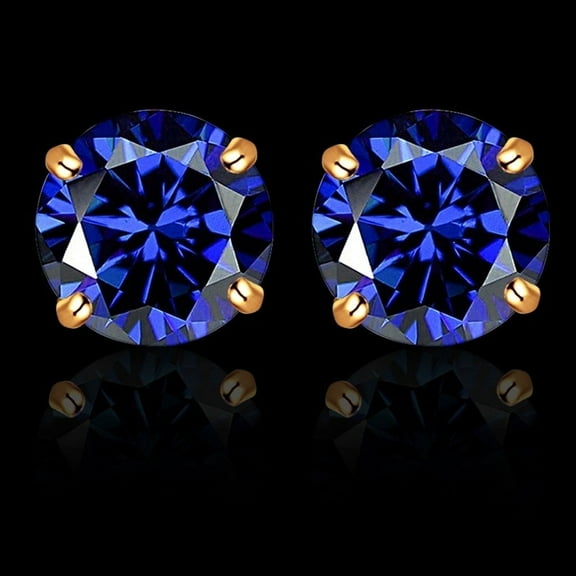 925 Yellow Silver Genuine Tanzanite Stud Earings
