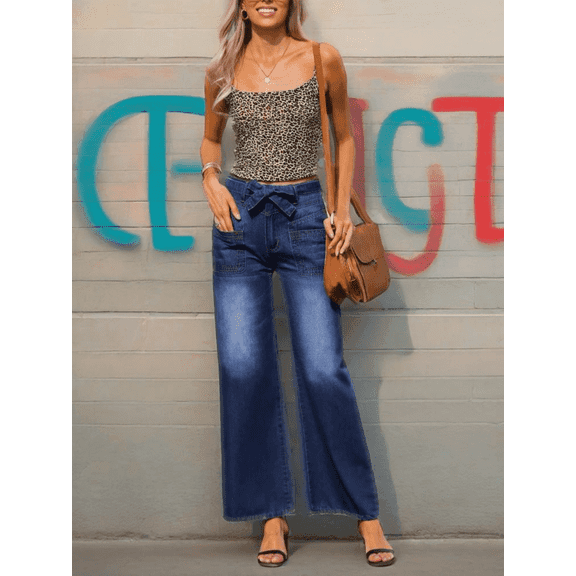 Vintage Wide Leg Jeans Women Fashionable casual all-match jeans Y2K Millennium Trendy Street Style Loose and comfortable washed blue jeans