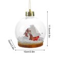 thumbnail image 3 of ED Light-Up Snow Globe Christmas Ornament, Transparent Plastic Hanging Decor with Mini House & Deer Accents, Festive Bauble for Xmas Tree Decoration, 3 of 7
