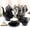 Black, variant on 22 pcs Porcelain Tea Set for 6, Luxury British Style Tea/Coffee Cup Set with Trim, Beautiful Tea Set for Women, Tea Party Set, Gift Package (With a Stand)