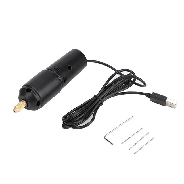 Herwey Perceuses Électriques Portatives Mini Petites à Main Micro USB avec 3 Pcs Bits C.c. 5V, Mini Perceuse, Petite Perceuse Électrique
