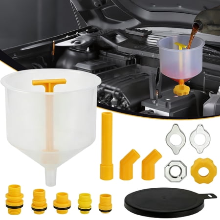 15 PCS Coolant Funnel Kit Radiator Funnel Burping Kit Funnels For Filling Bottles Fitment Aplicable To Any Vehicle Funnels For Automotive Use Yellow