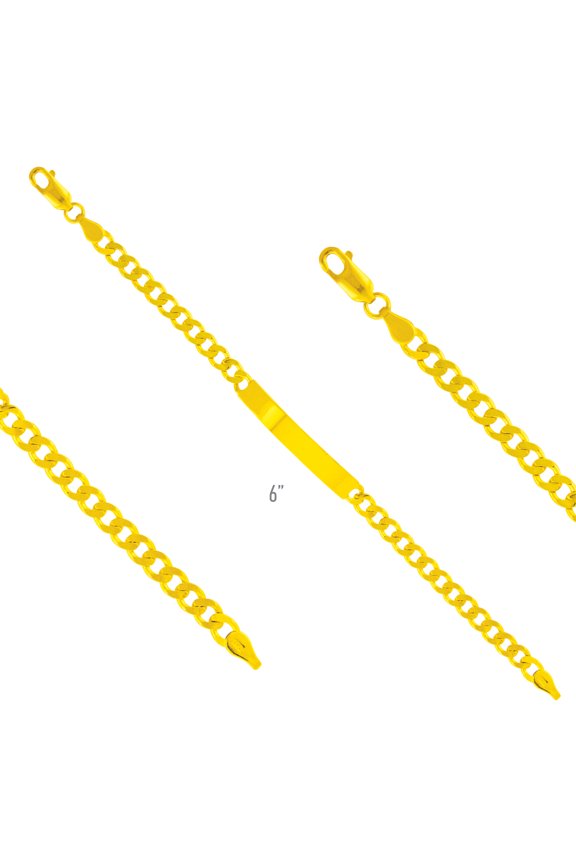 14K Curb 120 Shiny ID 6" Italian Yellow Gold Bracelet