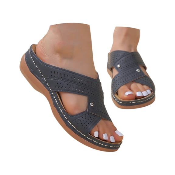 Womens Beach Sandals Wide Width Lightweight Casual Hard Sole Wedge Heels Womens Slippers Size 6 Espadrille Cross Band Ankle Strap High Heel Wedges for Women Dressy Summer