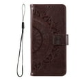 thumbnail image 5 of Wallet Case Compatible with Samsung Galaxy S24 PU Leather, Mandala Flower Floral Embossed Stand Feature with Wrist Strap and 3-Slots ID & Credit Cards Pocket Magnetic Clasps - Brown, 5 of 6