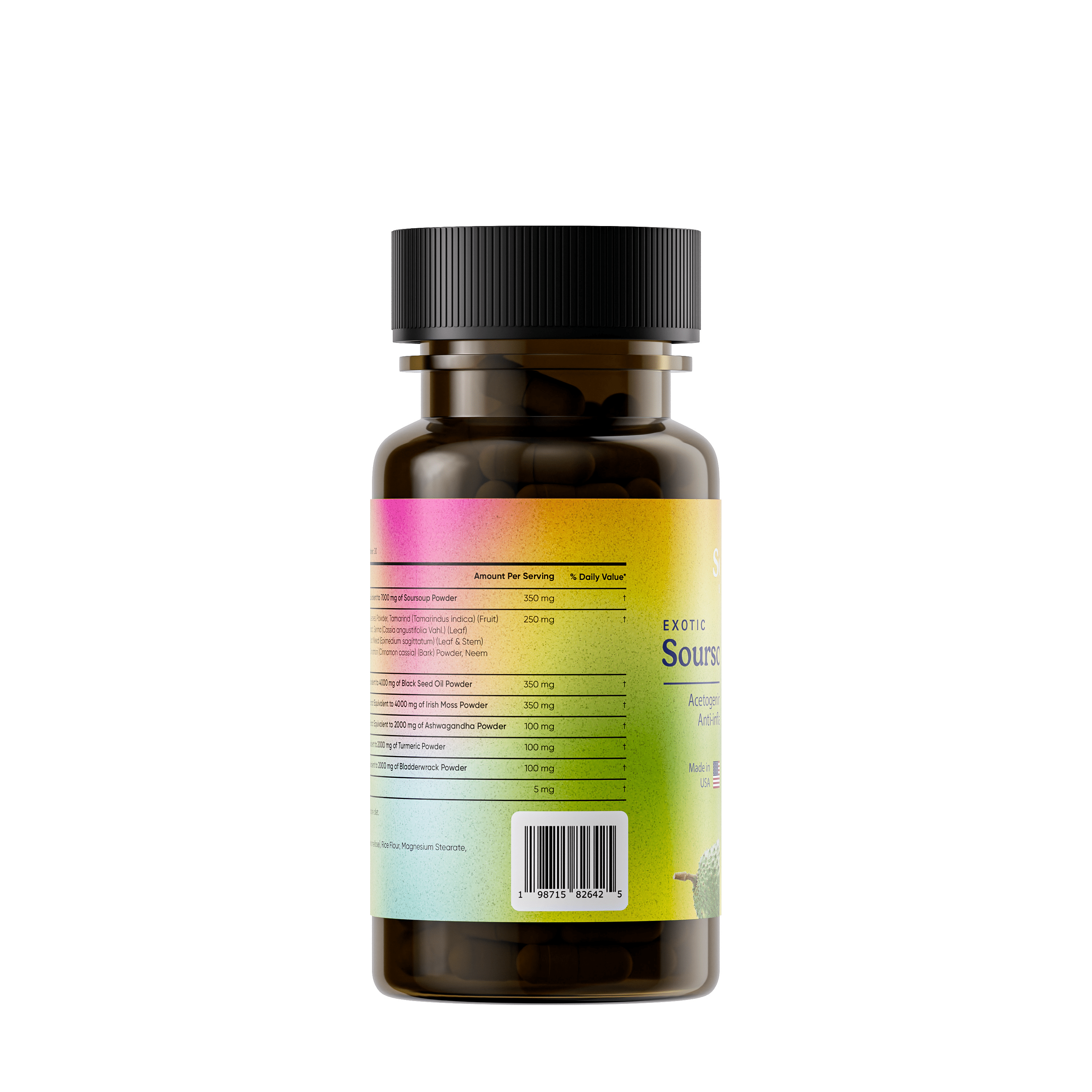 Serene Herbs Soursop Bitters & Soursop Capsules – Vegan Herbal Blend with Black Seed, Turmeric, Moringa, Ashwagandha & More – 60 Capsules