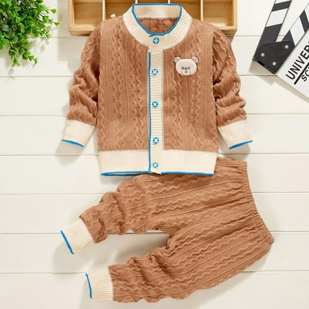 

URMAGIC Autumn Baby Boys Girls Cartoon Knit Outfit Sets Cardigan Tops Pants