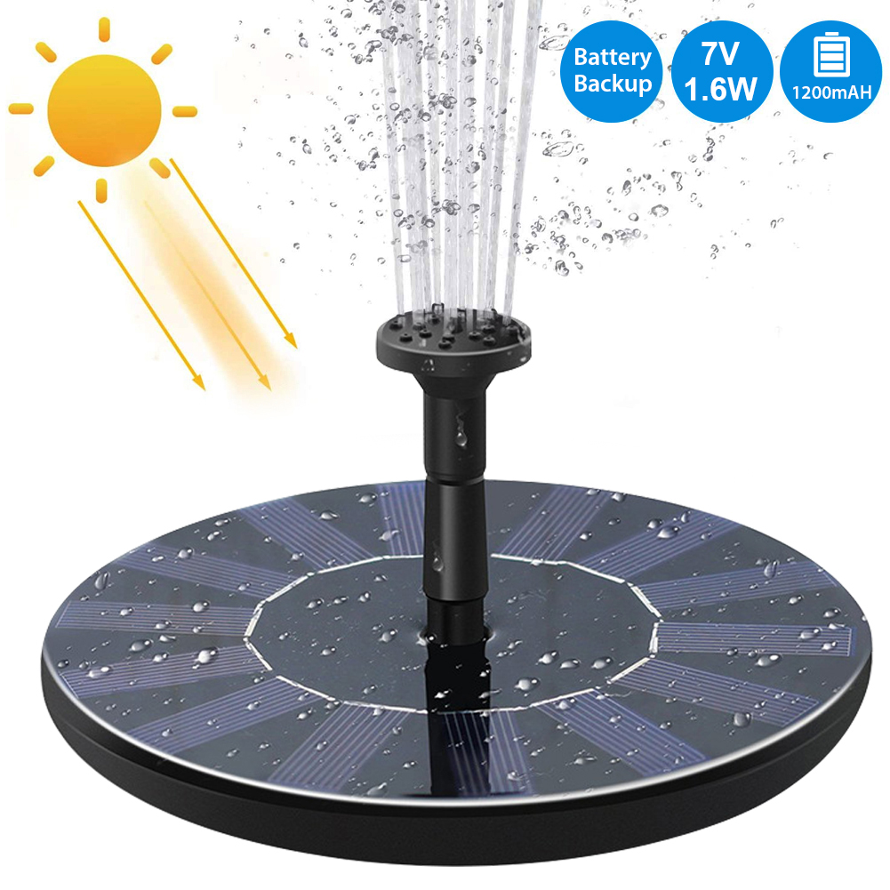 Solar Fountain 1.6W Solar Powered Birdbath Fountain Outdoor Garden Fountain for Pond Swimming