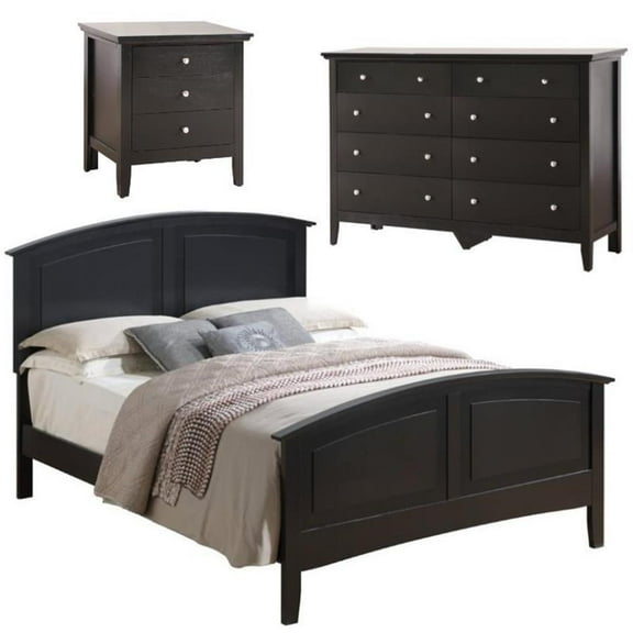 Home Square 3-Piece Set with Full Bed 8-Drawer Dresser and 3-Drawer Nightstand