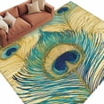thumbnail image 2 of 6'x9' Area Rugs, Retro Peacock Feathers Indoor Outdoor Area Rug for Living Room Bedroom, Vintage Abstract Art Watercolor Washable Bathroom Rugs Kitchen Floor Carpet Mats Home Decor Aesthetic, 2 of 8