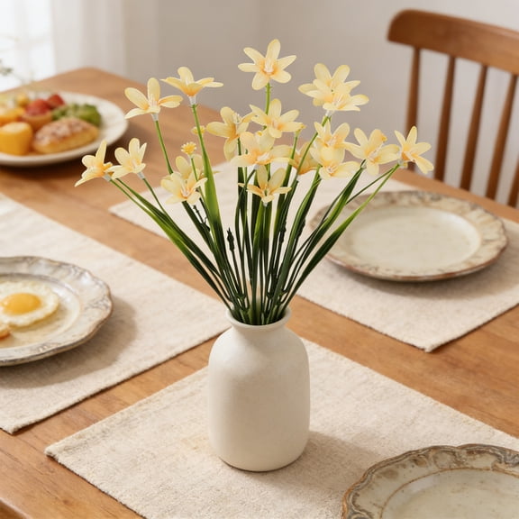 YiJuHui Artificial Flowers Spring Orchid Bouquet Lifelike Silk Floral Arrangements for Wedding Centerpiece Home Decor Office Table Vase Filler