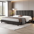thumbnail image 1 of Full Modern Upholstered Bed Frame, Linen Platform Bedframe with Headboard, Heavy Duty Metal Structure and Stable Wood Slats Support, No Box Spring Needed Easy to Assemble Noise Free, Dark Gray, 1 of 7
