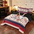 thumbnail image 4 of Manfei Sweet Heart Stars Twin Bedding, Firework Stripe Bedding Comforter Set, Red White Blue, Black Reversible 7-Piece, 4 of 6