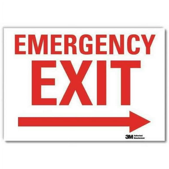 Lyle Exit Sign, Vinyl, 10" W, 7" H, White U7-1077-RD_10X7